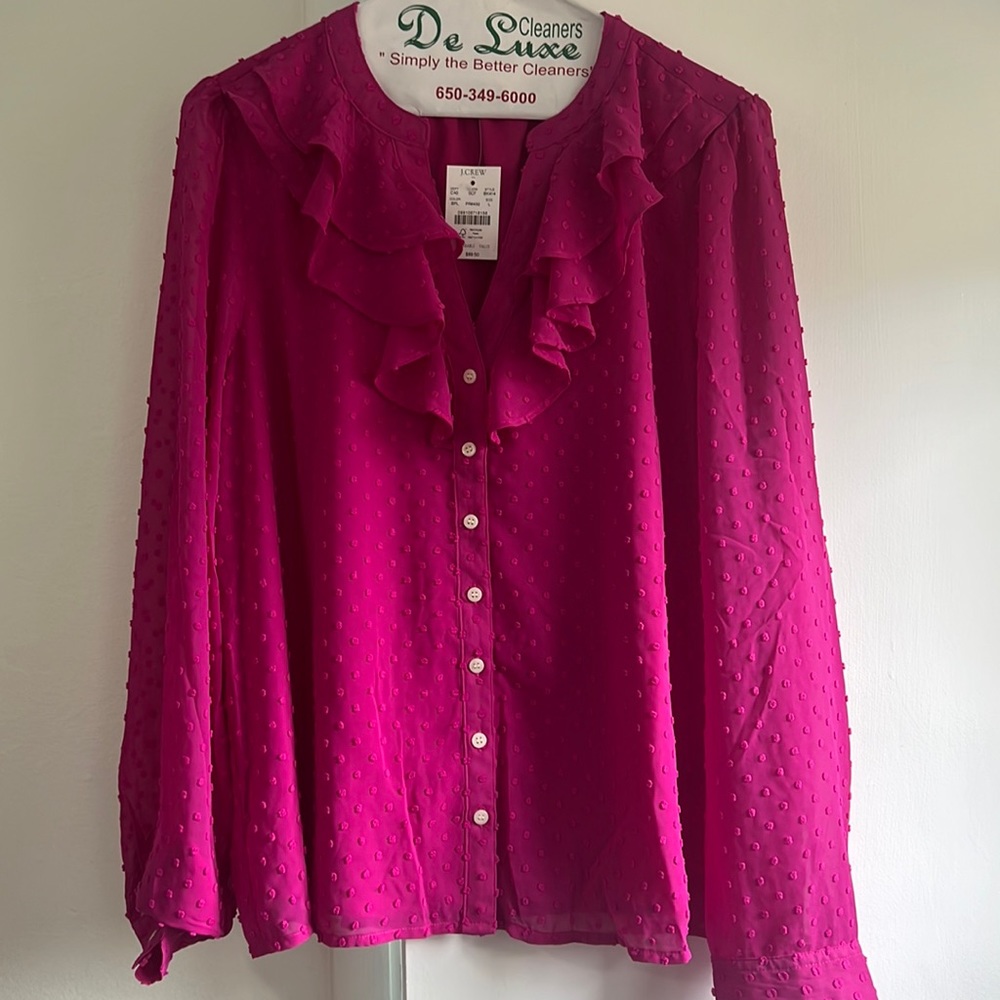 Brand new jcrew size L fuchsia blouse